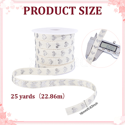 25 Yards Heart Pattern Cotton Ribbons SRIB-BC0001-48C-1