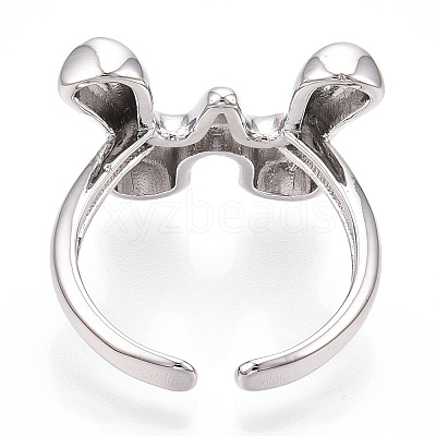 Brass Letter Open Cuff Rings for Women RJEW-G313-01W-P-1
