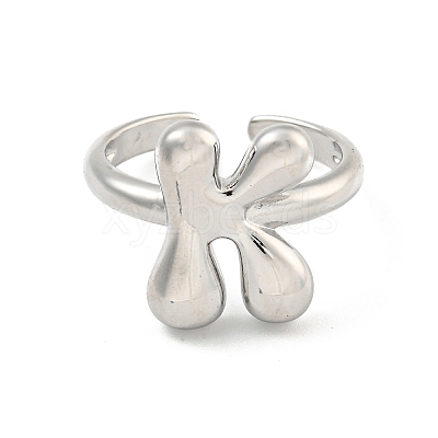 Brass Letter Open Cuff Rings for Women RJEW-G313-01K-P-1