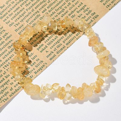 Chips Natural Citrine(Dyed & Heated) Beaded Stretch Bracelets BJEW-JB01826-08-1