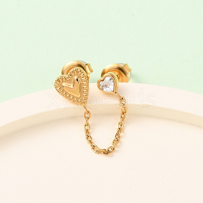 304 Stainless Steel Heart Stud Earring & Hoop Earring Sets EJEW-K268-93G-01-1-1