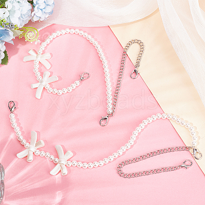 2Pcs Adjustable ABS Imitation Pearl Beaded Bag Straps DIY-AR0003-16C-1