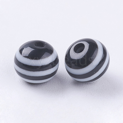 Round Striped Resin Beads X-RESI-R158-6mm-11-1