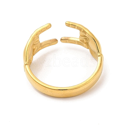 Ion Plating(IP) 304 Stainless Steel Hands Open Cuff Rings for Women RJEW-L107-002G-1