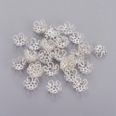 Silver Color Plated Iron Bead Caps X-IFIN-D040-S-1