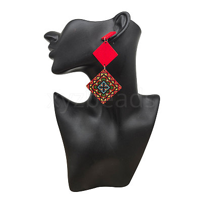 Wood Stud Dangle Earrings WG88E14-02-1