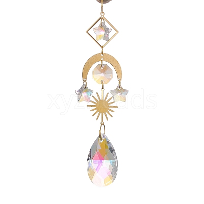 Brass & Crystal Suncatchers HJEW-G018-04B-G-1