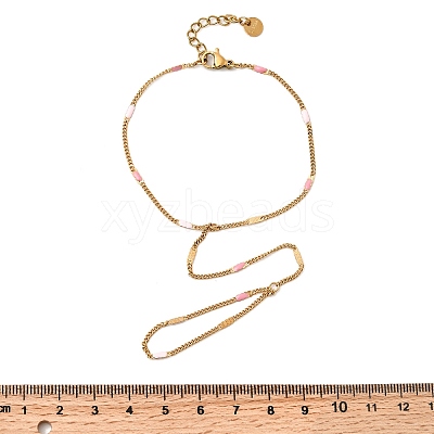 304 Stainless Steel Enamel Link Ring Bracelets for Women BJEW-Z140-02G-1