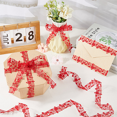 20 Yards Polyester Musical Note Lace Trim Ribbon OCOR-GF0004-44G-1