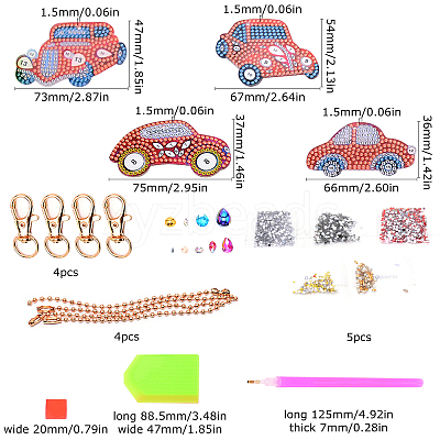DIY Cars Diamond Painting Keychains Kits DIY-WH0182-16-1