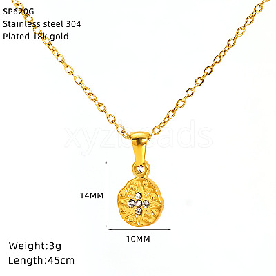 304 Stainless Steel Crystal Rhinestone Pendant Necklaces for Women WG07512-06-1