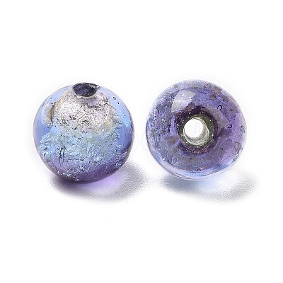 Handmade Silver Foil Glass Beads LAMP-A001-G02-10mm-1