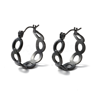 304 Stainless Steel Oval Link Chunky Hoop Earrings for Women Ion Plating(IP) EJEW-P197-06EB-1