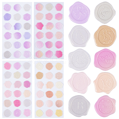 8 Sheets 4 Colors PVC Adhesive Wax Seal Stickers Set STIC-CP0001-14-1