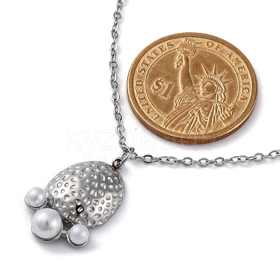 Anti-Tarnish 304 Stainless Steel & Plastic Pearl Paw Print Pendant Cable Chain Necklaces for Women STAS-Z114-16P-1