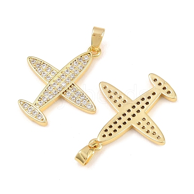 Brass Micro Pave Clear Cubic Zirconia Pendants KK-G549-18E-G-1