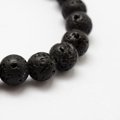 Natural Lava Rock Round Beads Stretch Bracelets BJEW-G550-07-4mm-1