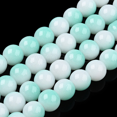 Two Tone Opaque Baking Paint Glass Beads Strands DGLA-Q027-8mm-05-1