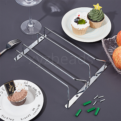 Iron 2 Rows Wine Glass Rack Under Cabinet AJEW-WH0258-567-1