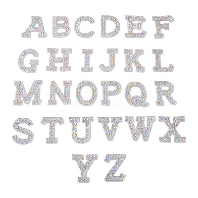 Alphabet Resin Rhinestone Patches DIY-TAC0005-45D-1