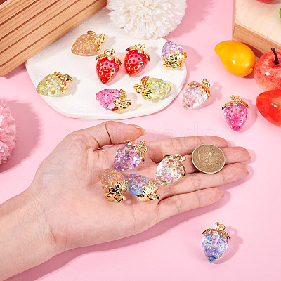 14Pcs 7 Styles Transparent Acrylic with Alloy Pendants TACR-TA0001-86-1