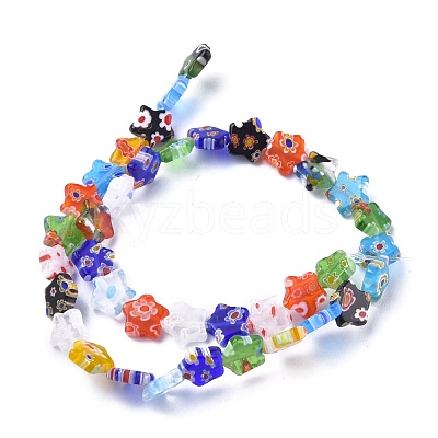 Star Handmade Millefiori Glass Beads Strands LK-R004-33-1