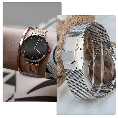 12Pcs 2 Styles Rectangle 201 Stainless Steel Watch Band Clasps STAS-DC0016-42-1