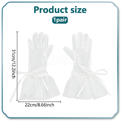 Satin Lace Bridal Short Gloves AJEW-WH0473-10-1