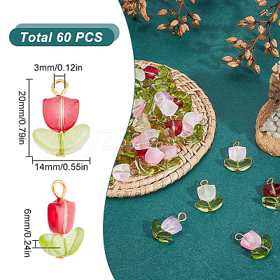 60Pcs Handmade Lampwork Pendants FIND-DC0004-83-1
