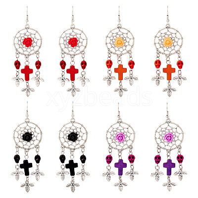 Resin & Synthetic Turquoise Dangle Earrings EJEW-TAC00014-1