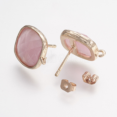 Brass Micro Pave Cubic Zirconia Stud Earring Findings ZIRC-G123-02E-B-1