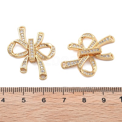 Brass Micro Pave Clear Cubic Zirconia Fold Over Clasps KK-B125-02G-1