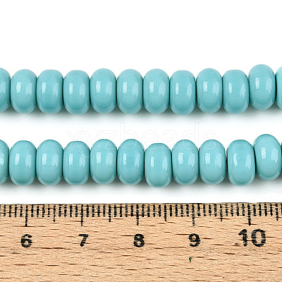 Opaque Spray Painted Glass Beads GLAA-ZX008-8mm-18R-1