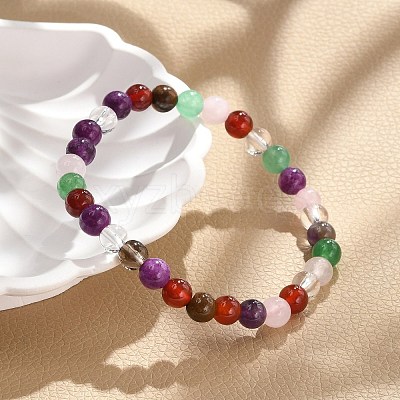 Natural Mixed Wealth Stone Beaded Stretch Bracelets BJEW-D446-B-39-1