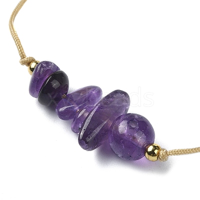 Natural Amethyst Chips Braided Bead Bracelets BJEW-JB09851-02-1