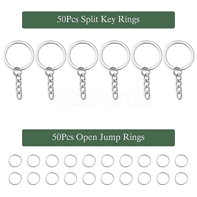 50Pcs Iron Split Key Rings IFIN-YW0003-42-1