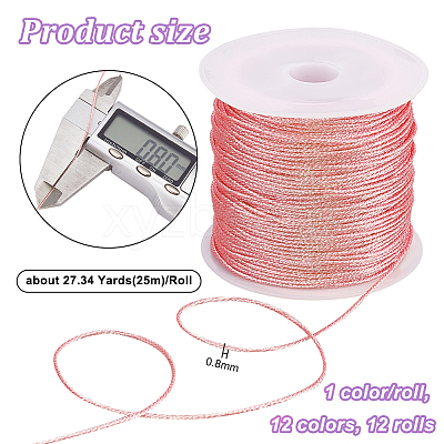 12 Rolls 12 Colors Polyester Braided Thread OCOR-PH0002-57-1