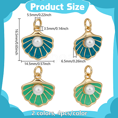 8Pcs 2 Colors Brass Enamel Pendants KK-PH0014-84-1