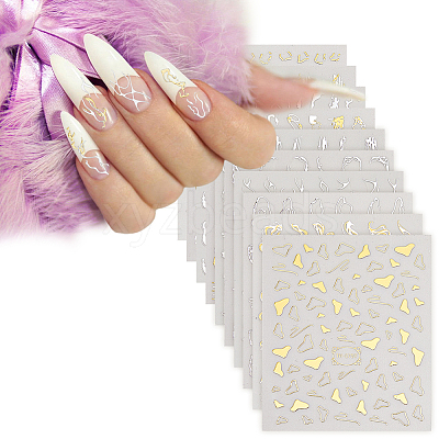 10 Sheets 10 Style Gold Stamping Wave French French Tips Nail Stickers MRMJ-HY0002-33-1