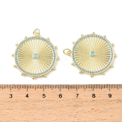 Brass Micro Pave Sky Blue Cubic Zirconia Pendants CU-CBA9CBD-02G-1