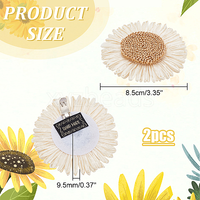 Flower Rattan Woven Shoe Decorations AJEW-WH0518-95-1