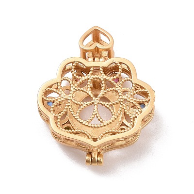 Brass Micro Pave Colorful Cubic Zirconia Locket Pendants KK-G390-29MG-1