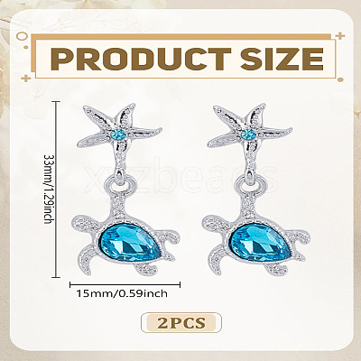 1 Pair Sea Turtle Alloy Dangle Stud Earrings EJEW-LP0003-84-1