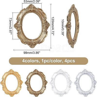 4Pcs 4 Colors Oval Retro Resin Photo Frames AJEW-FG0001-48-1