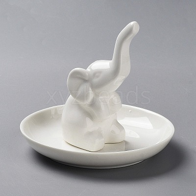 Elephant Shape Porcelain Jewelry Plate DJEW-WH0015-29-1