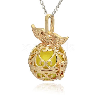 Golden Tone Brass Hollow Round Cage Pendants KK-J237-04G-1
