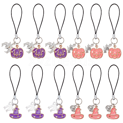 12Pcs 4 Style Alloy Enamel Charm Mobile Straps HJEW-AB00198-1