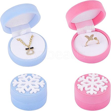 CHGCRAFT 4Pcs 2 Colors Velvet Jewelry Packing Boxes VBOX-CA0001-003-1