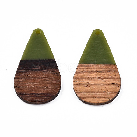 Opaque Resin & Walnut Wood Pendants RESI-N025-030-B02-1
