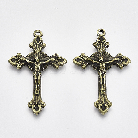 Alloy Crucifix Cross Pendants EA7407Y-AB-1